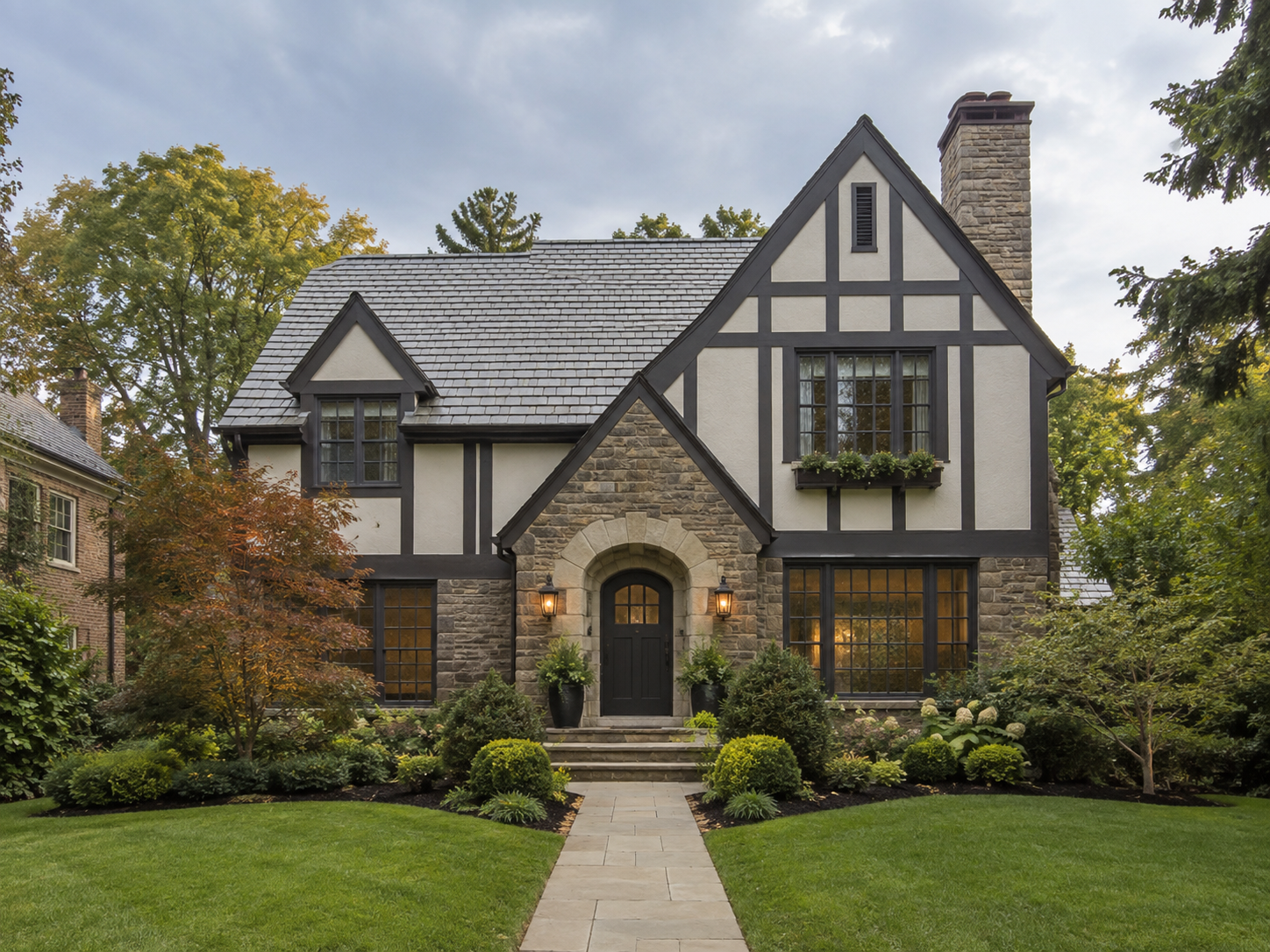Tudor-style home representing residential painting and carpentry services in the Pittsburgh area